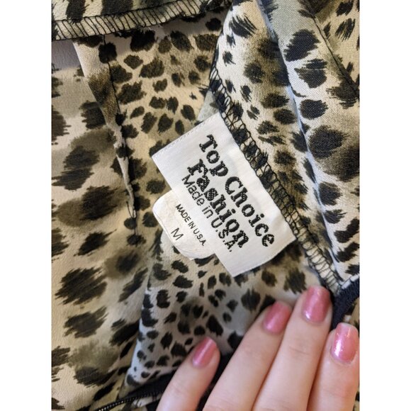 Vintage 90s Leopard Print Maxi Skirt Animal Slinky Long Grunge Green Black Sz M - Picture 5 of 6